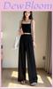 Dames Hoge Taille Losse Pasvorm Casual Broek Met Trekkoord Voor Zomercomfort