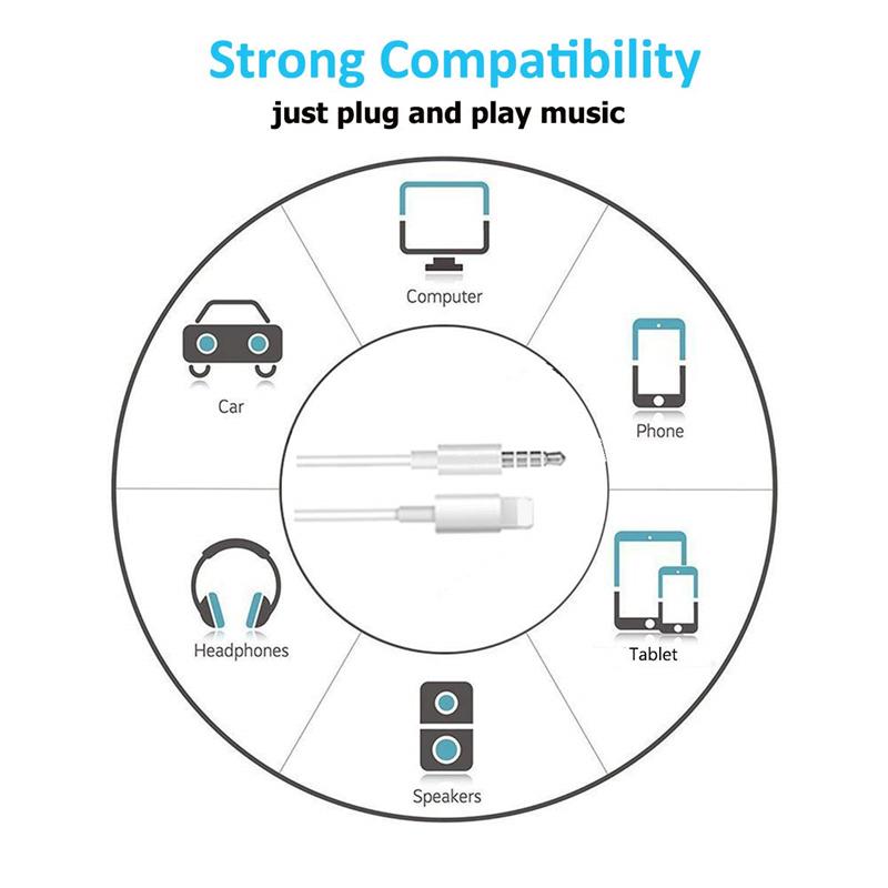 Lightning To 3.5mm Jack Audio Extension Cable Aux Cord for IPhone 11 Pro XS Max XR X 10 8 7 Plus Car Speaker Headphone Connector
