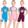Girls' One-Piece Sun-Protective Short-Sleeved Swimsuit, Quick-Dry for Snorkeling, Hot Springs, and Swim Training.