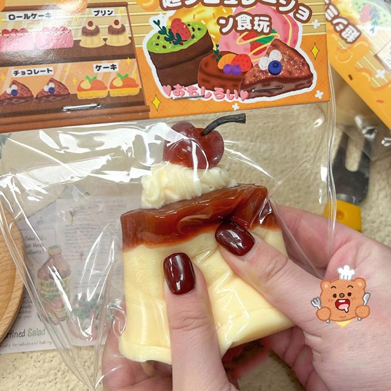 Delicate Double Layer Strawberry Chocolate Toast Cake Fruit Bread Peach Pudding Matcha Dessert Girl Gift Q-bomb Kdis Squishy Toy