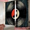 Vinyl Record Curtains Digital Printing Retro Music Note Pattern Red White Black Living Room Lover Decor Curtain Set Of 2 Made Polyester Washable Ready