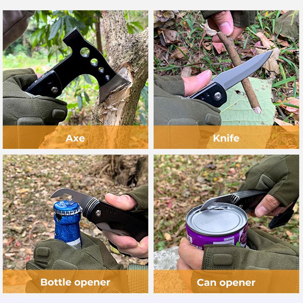 11-in-1 Multitool Axe Hammer,Multifunctional Camping Tactical Axe Outdoor Folding Combination Tool, All-in-One Survival Tool