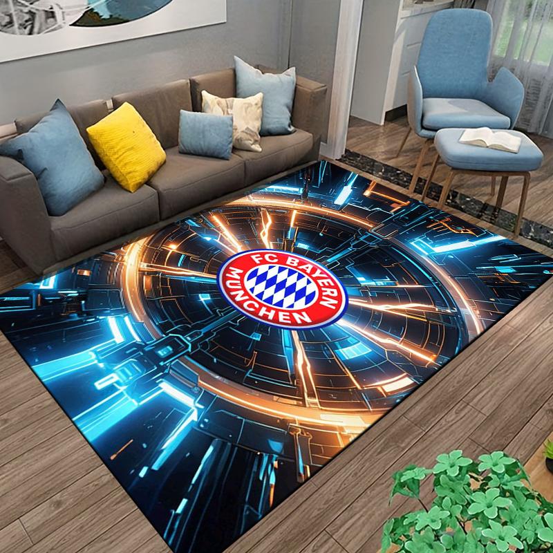 "FC Bayern München Logo Carpet with Futuristic Neon Design" Suitable for use as an anti-slip for living room bedroom sofas