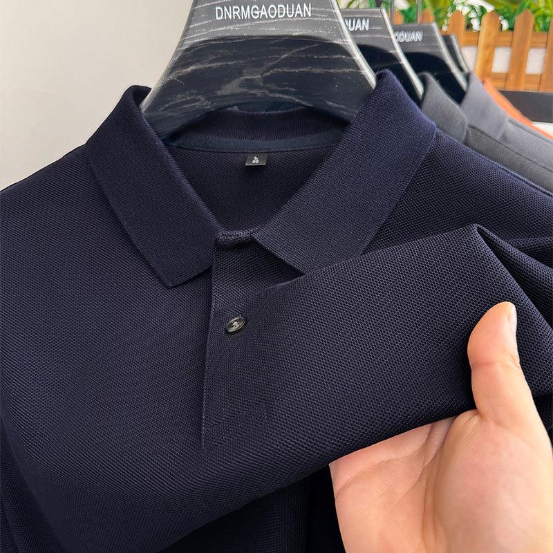 Herre Ensfarget 100% Bomull Polo - Kort Erme, Sommer Casual Krage Topp for Middelalderen