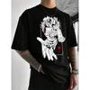 Europäische Größen Herren Bequemes Kurzarm-T-Shirt - Sommerlich Lässiges Rundhals-T-Shirt mit Thematischem Anime Lässige Passform für Herren