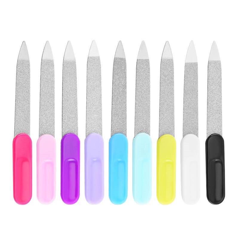 Stainless Steel Double-Sided Nail File with Plastic Handle and Cuticle Fork