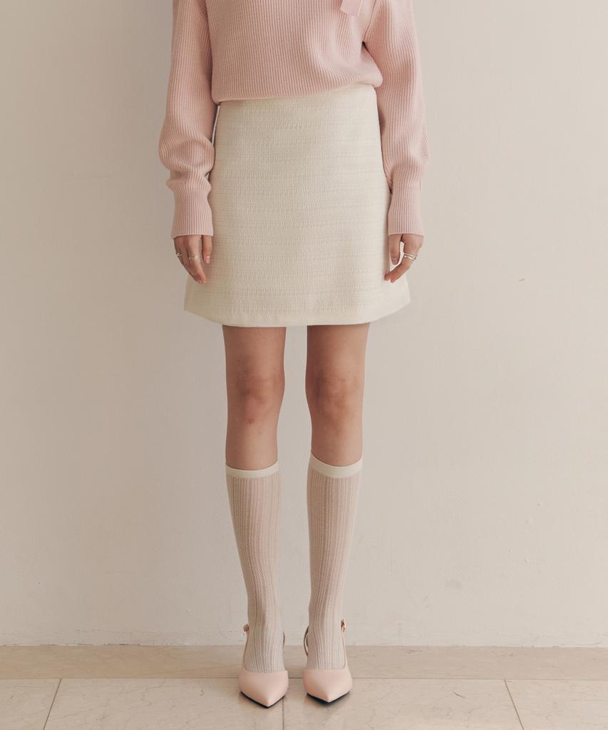 Zero Street [4 Colors] Creamy Tweed Skirt