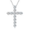 925 Silver Necklace 18 Inch Shiny Crystal Elegant Cross Pendant For Women High Quality Fashion Jewelry Christmas Gift