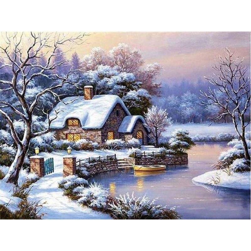 Winter Schnee DIY 5D Diamant Malerei volle Runde Bohrer Landschaft Diamant Stickerei Kreuzstich Weihnachtsgeschenk Wandkunst