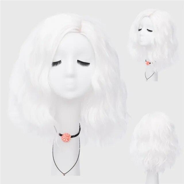 Synthetic Hair for Women Blue Pink Orange Purple White Black Red Short Wave Cosplay Wig Heat Resistant