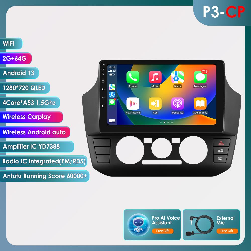 OSSURET 2Din Car Intelligent Systems Android 13 Car Radio for Volkswagen UP Manual A/C Multimedia Player Autoradio Carplay 4G RDS Carplay Bluetooth