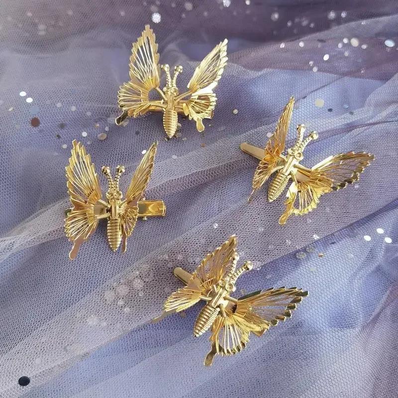 Pinza de Pelo de Mariposa de Lujo Niña Lateral Superior Clip Metal Tridimensional Nostálgico Temperamento Hada Encantador Herramientas de Estilismo Adorno para la Cabeza