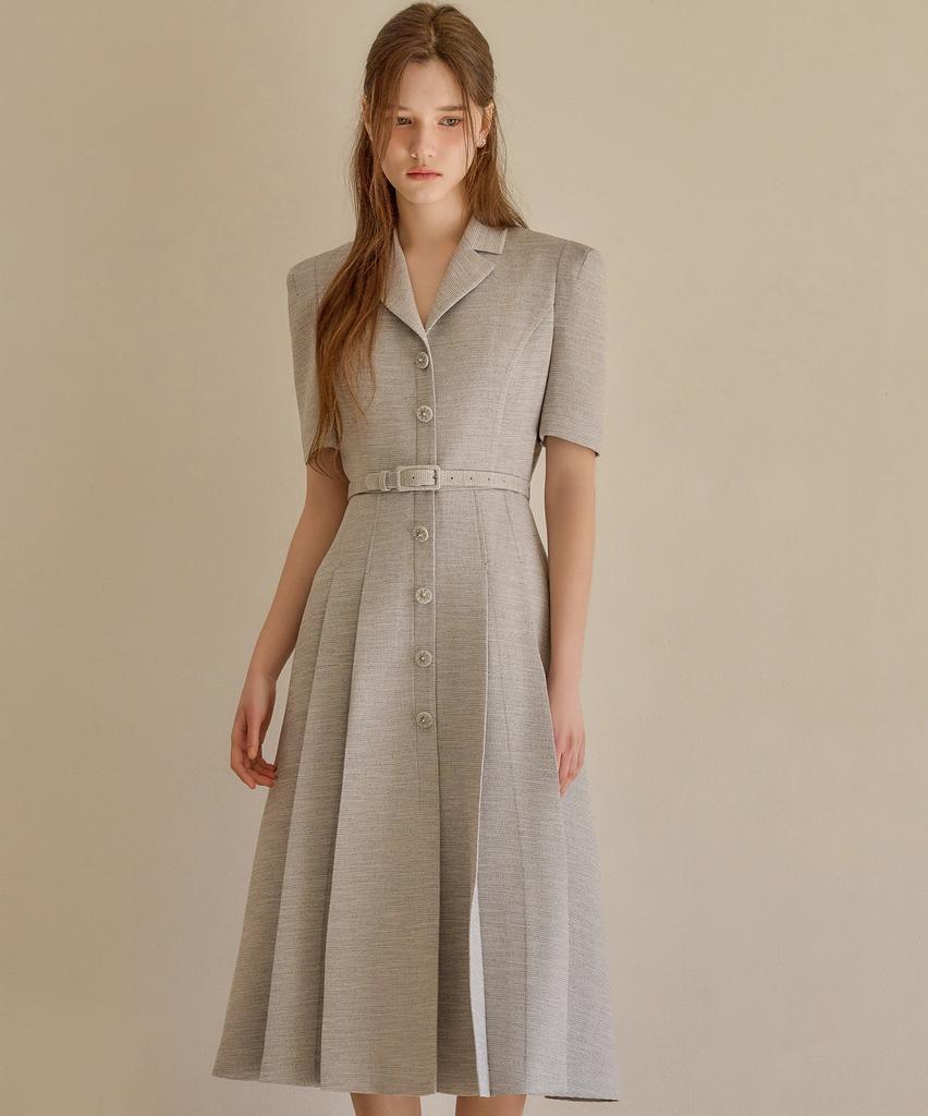 Julie And Kara 26Ss Calla141 Shebigins Giselle Tweed Dress Heather Black