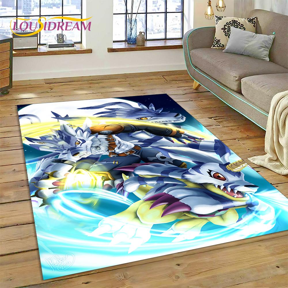 Retro Digimon Adventure Monster Cartoon Rug Carpet for Living Room Bedroom Decor,Floor Mat Non-slip Decoration for Sofa Doormat