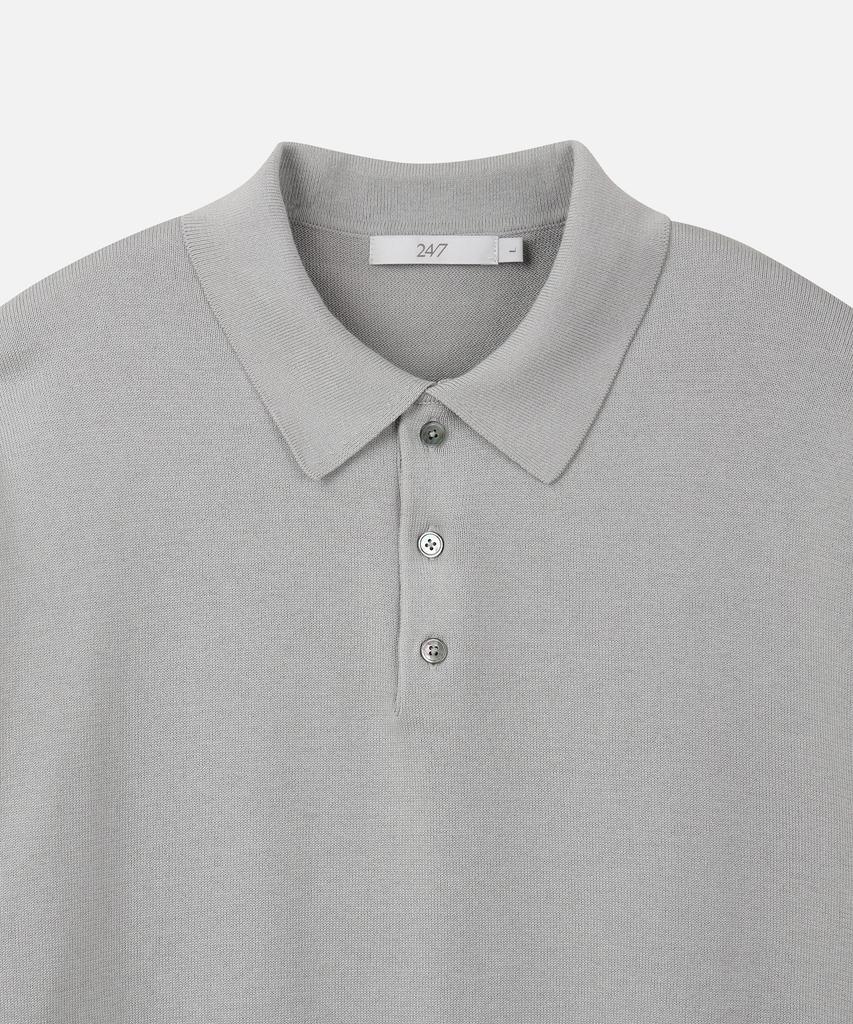 247Silijeu Supima Cotton Collared Half Knit Light Gray (Type A)