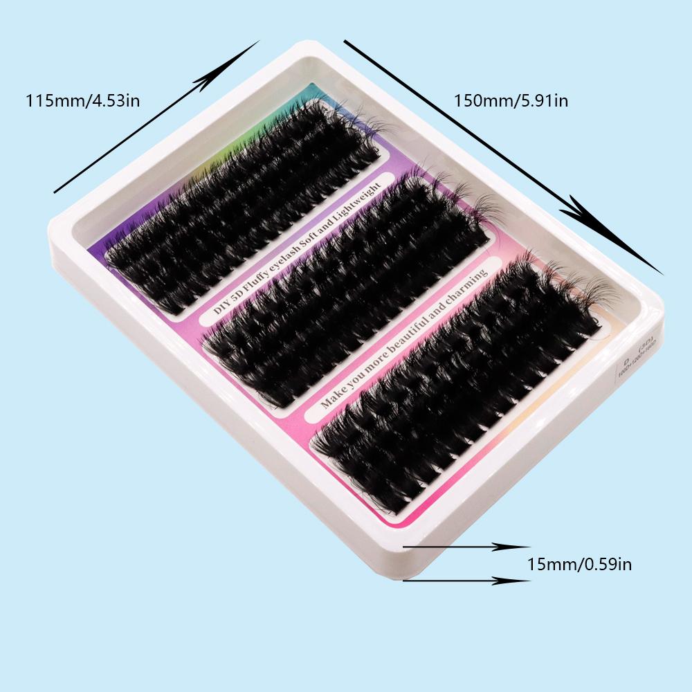 12 Rows of 3D Segmented Hairs 60D+80D+100D Black Fluffy Tufted False Eyelashes CC\D\DD Eyelashes Grafted At Home.