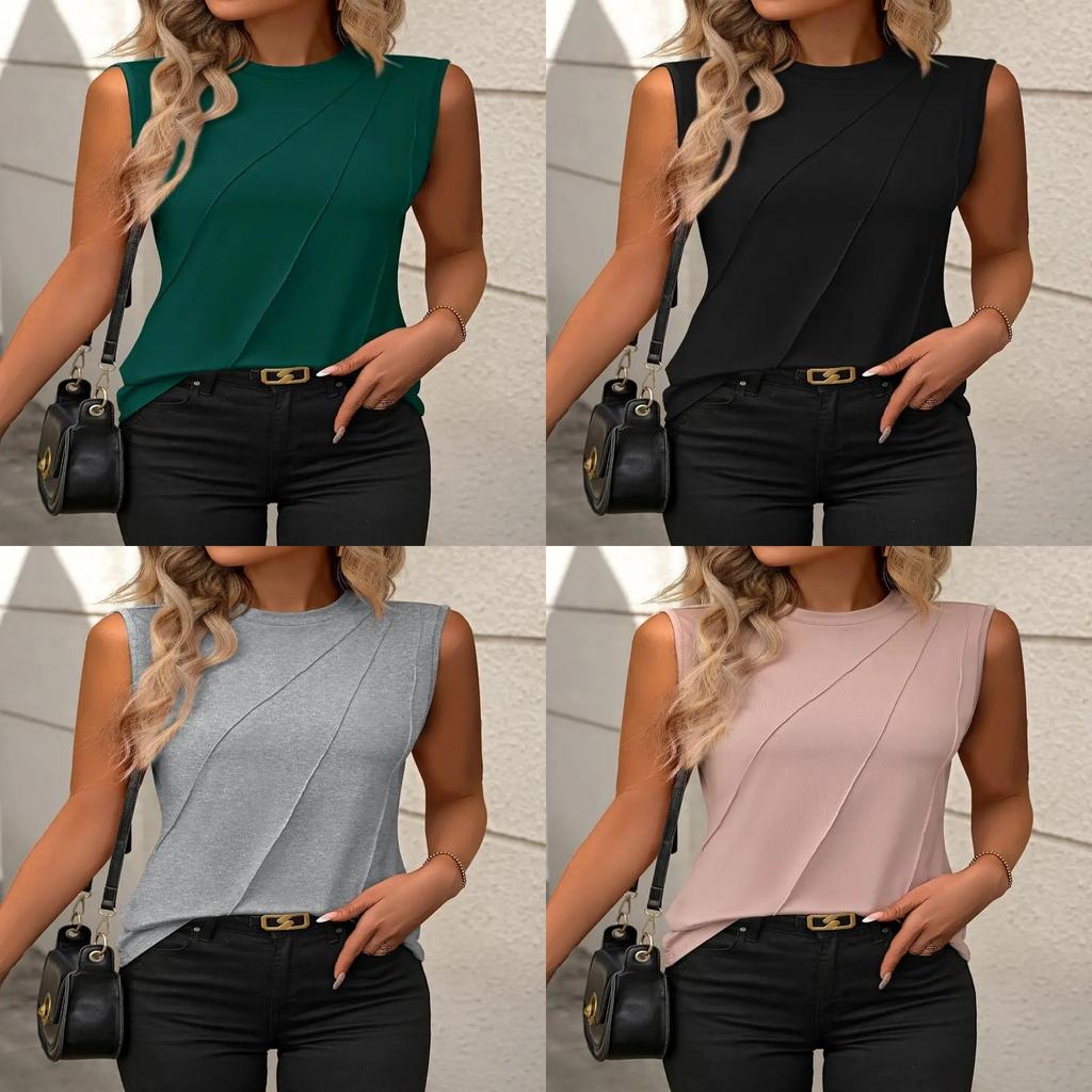 Tricou fără mâneci pentru femei din poliester și elastan pentru ținute casual de stradă