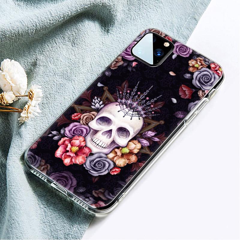 Silikon-Telefonhülle mit Totenkopf und Catrinas für Apple iPhone 13 12 Mini 11 Pro XS Max X XR 6 6S 7 8 Plus 5 SE 2020 Luxus-Softcover