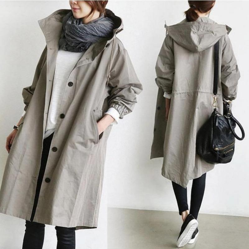 Autumn Casual Style Trench Coat Women's Mid To Long Style New Style Temperament Waist Cinching 8-color Long Sleeved Jacket