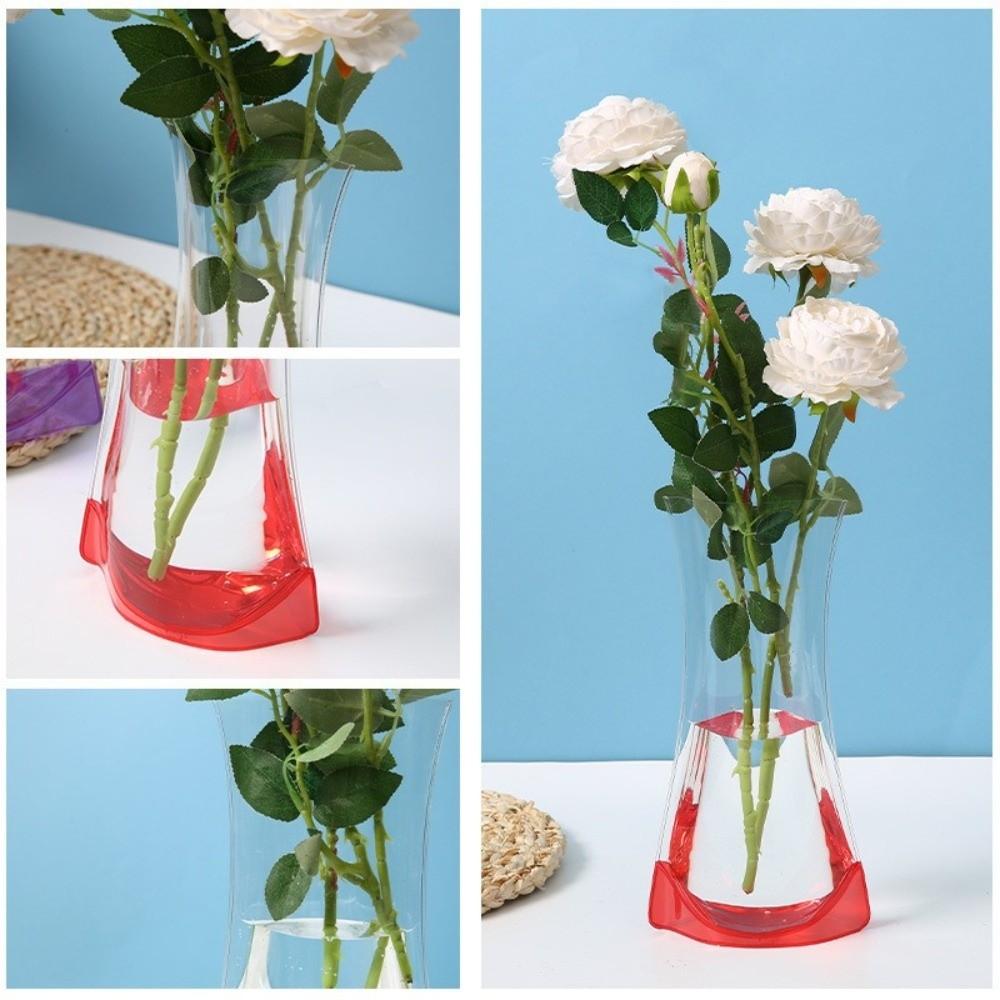 5 Pièces Vase à Fleurs Pliable Transparent en PVC Incassable Pliable Hydroponique Floral Étanche Imperméable Contenants pour Plantes Pièce