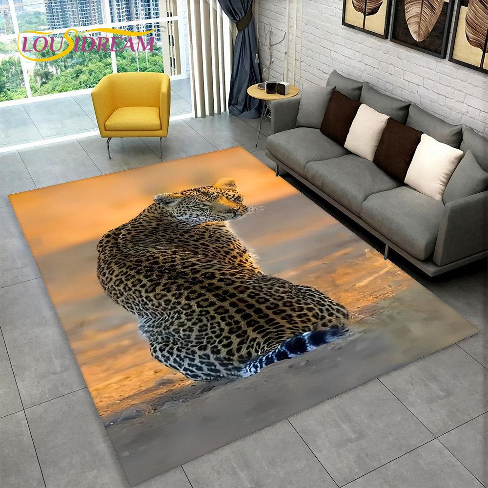 3D Tiger Leopard Cheetah Lion Wolf Area vaip, vaibavaip elutoa diivani uksematt, köögisisustus, libisemiskindel lapse põrandamatt
