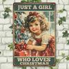 Vintage Christmas Tin Sign Girl Loves Christmas Wall Decor Metal Art 8x12 Inch Gift