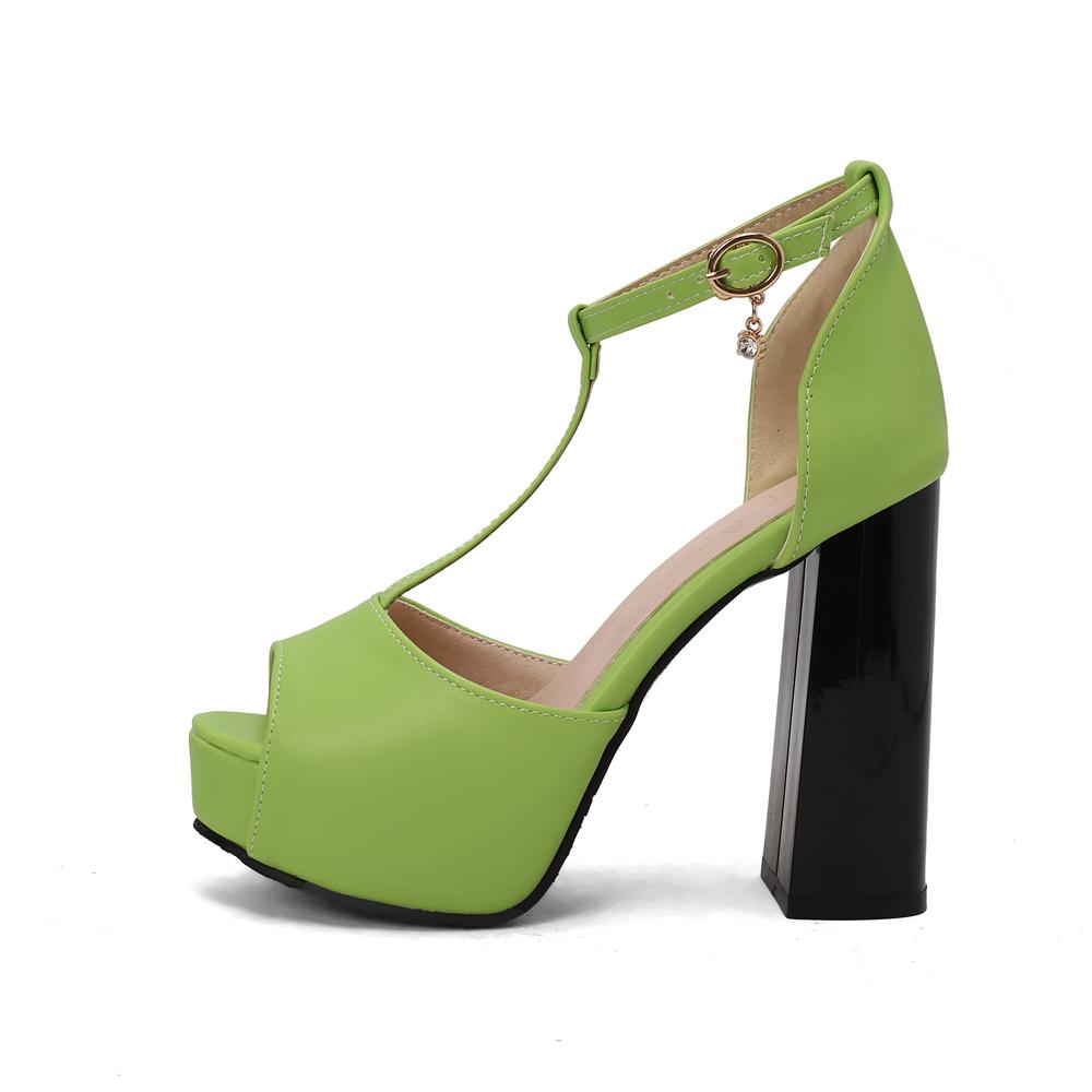 Fashion Summer Super High-heeled Sandals Women Platform Thick Heels Sexy Fish Mouth T-Band Strap Buckle Fashion Shows Party Shoes Ladies