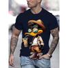 T-shirt Homme Imprimé 3D Canard Cartoon Amusant Buvant du Thé au Lait Mode Décontracté Col Rond Manches Courtes Sport Décontracté Vêtements pour Homme