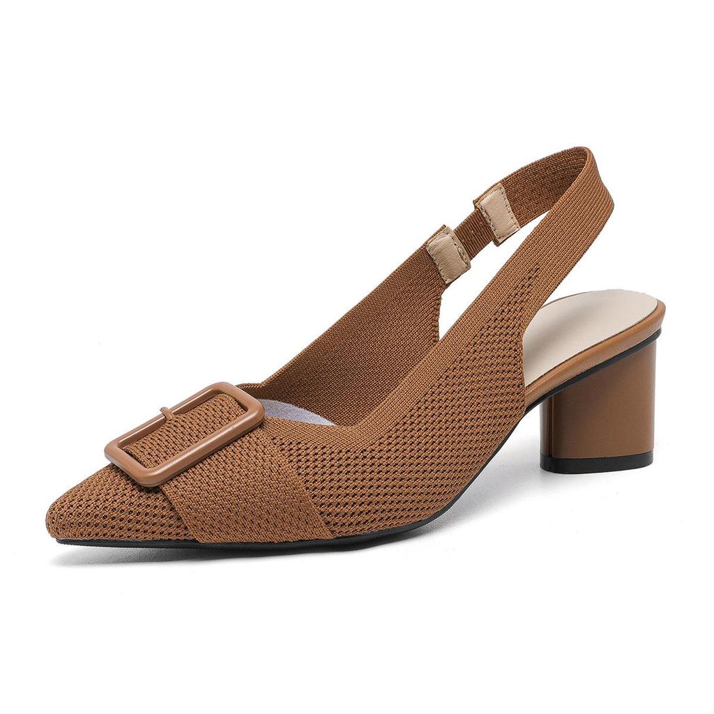 Dámské pletené elastický pásek Slingback Robustní podpatky Lodičky Boty Pohodlné Sandály se špičatou špičkou Nízký blok na podpatku Neformální Party Oblečené Pracovní Kancelářské Podpatky