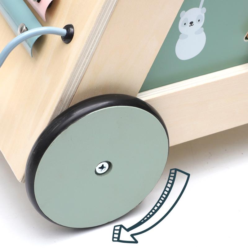 Wooden Baby Walker Stroller with Educational Learning Aid - Anti-Tip Push Car Toy for Toddlers