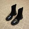 Women's Fashion Boots Thick Heel Anti-slip Round Head Women Shoes Suede Square Heel Leisure Comfortable Botines Para Mujeres