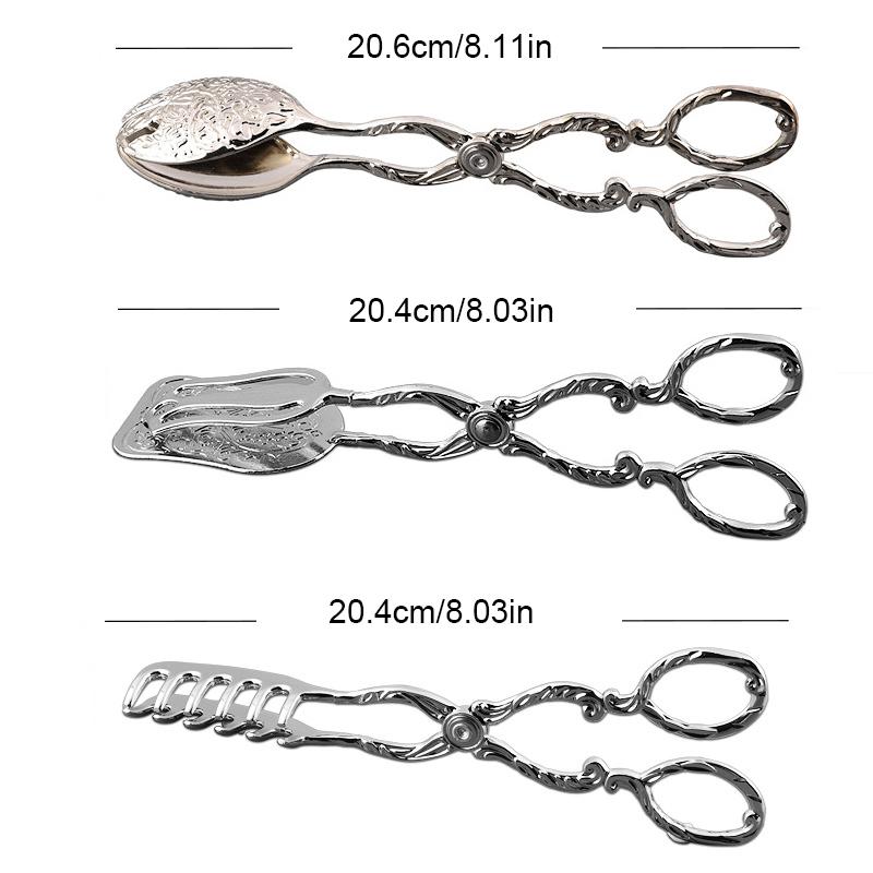 Vintage Style Fruit Salad Cake Clip Buffet Food Tong Gold-plated Snack Clip Salad Pastry Clamp Baking Barbecue Kitchen Tool