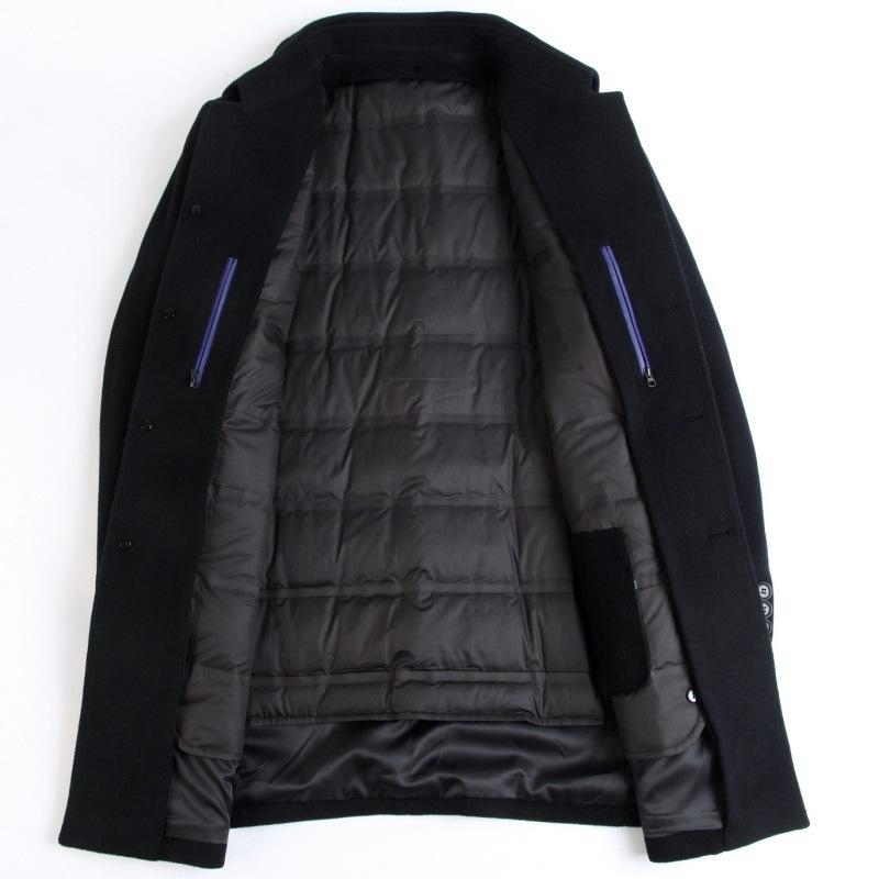 Cashmere Coat Men's Mid-length Leader Middle-aged and Elderly Dad's Winter Wool Woolen Top Down-lined Woolen Coat