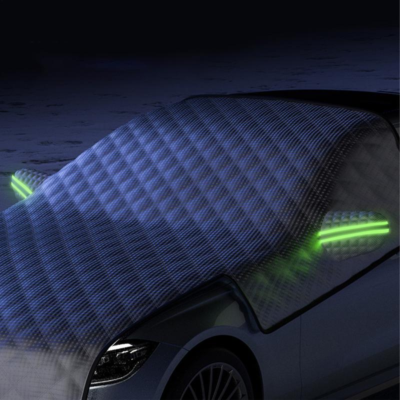 Car Windshield Snow Cover With 2 Side Mirrors Cover Winter Auto Engine Hood Snow Cover With Car Head Guard With Reflective Strip