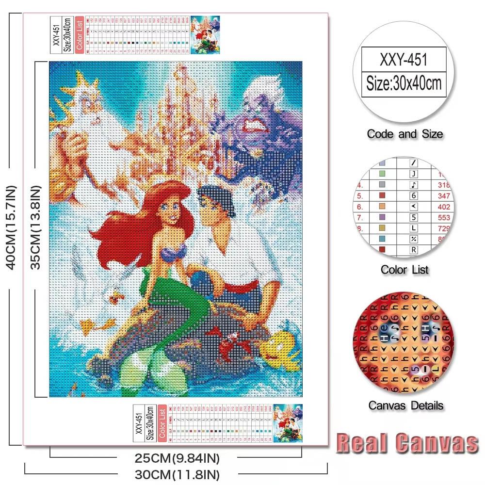 Disney Küçük Deniz Kızı Ariel Okyanus Koleksiyonu 5D Elmas Boyama Elmas Dolu Kendin Yap El Yapımı Elmas Boyama Karikatür Dekorasyon Boyama Kiti