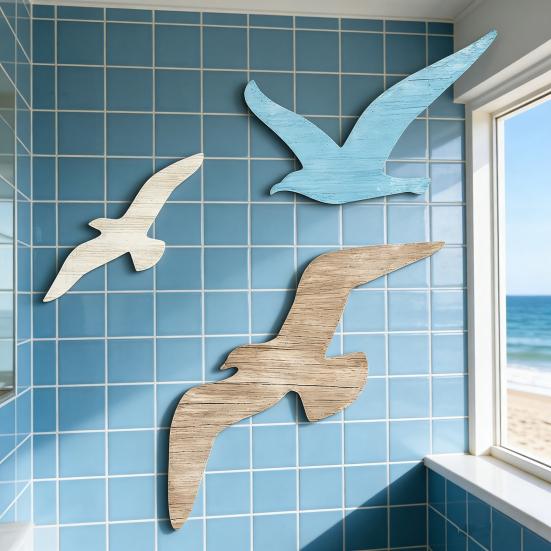 Houten Vis Wanddecoratie Rustiek Kuststrand Blauwe Vissen Wandkunst Nautisch Wandkleed Beeld voor Meerhuis Badkamer Slaapkamer Decor
