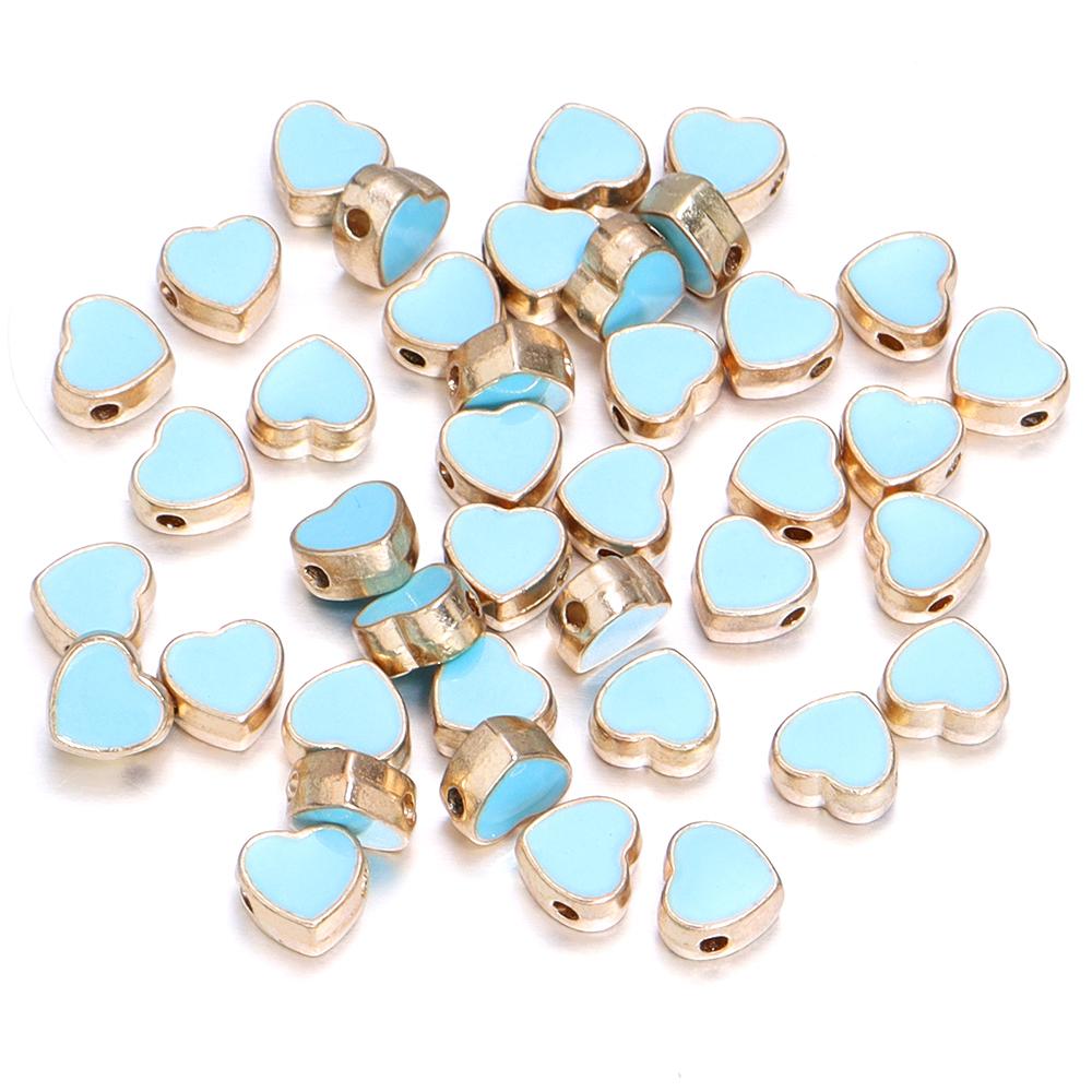 10pcs/lot 8mm Alloy Drop Oil Heart Beads Colored Loose Spacer Enamel Beads For DIY Charms Bracelet Earrings Jewelry Accessories