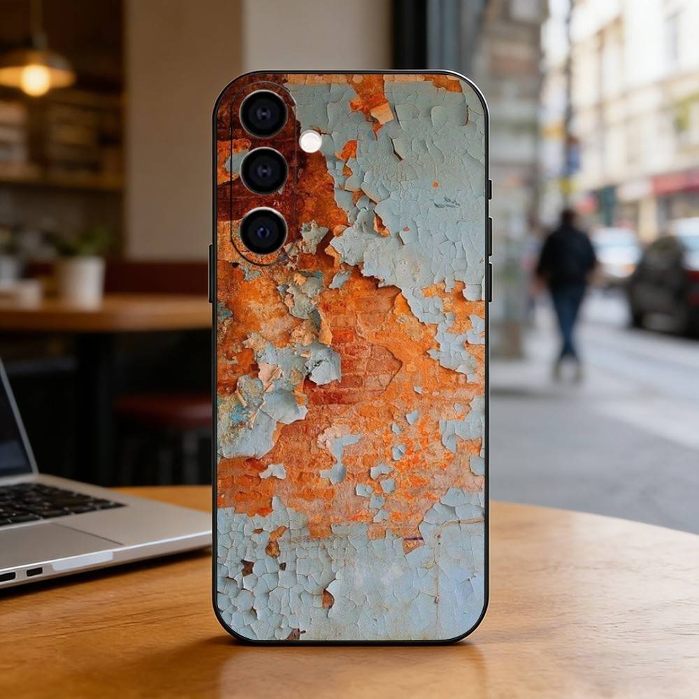 Industrial Style Retro Rusty Phone Case Black Silicone Soft For Samsung Galaxy A73,A72,A71,A70,A53,A52,A51