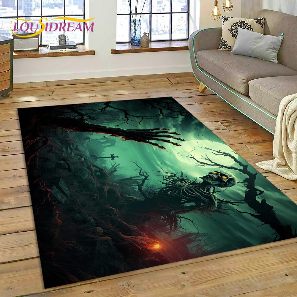 3D Horror Gothic Skull Skeleton Rug Carpet for Living Room Bedroom Decor,Floor Mat Non-slip Decoration for Sofa Doormat Gift Kid