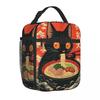Japanische Schwarze Katze Ramen Isolierte Lunchtaschen Kawaii Nudel Katze Futtertasche Auslaufsicher Kühlbox Thermische Bento-Box Für Schule Büro