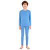Children's Thermal Sleepwear Set Boys Girls, Solid Color Round Neck Long Sleeve Top & Elastic Waist Leggings, Comfy Loungewear