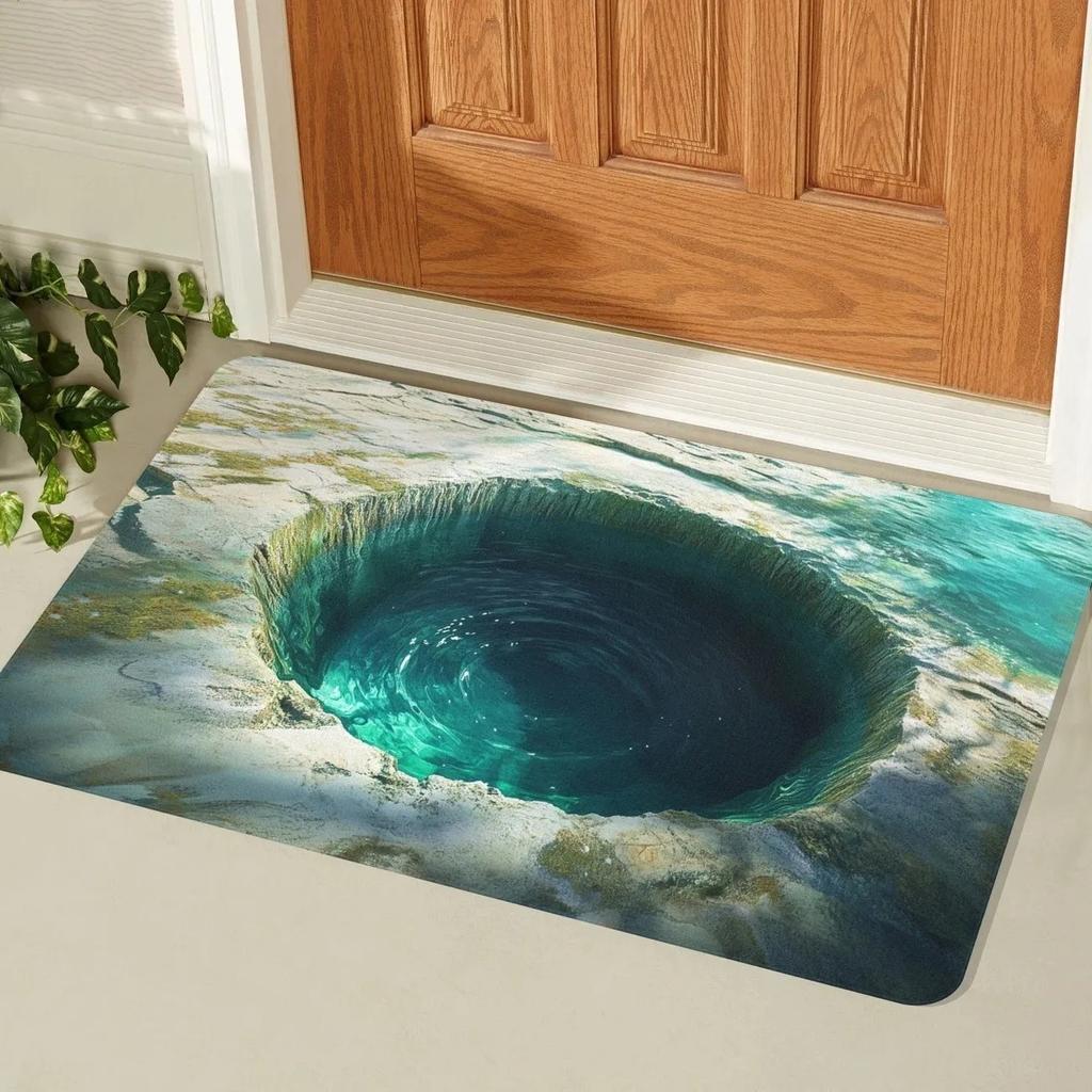 3D Visual Pond Goldfish Entrance Door Mat Lotus Pond Moon Themed Door Mat Welcome Mat Welcome Mat Kitchen Mat Door Mat Funny