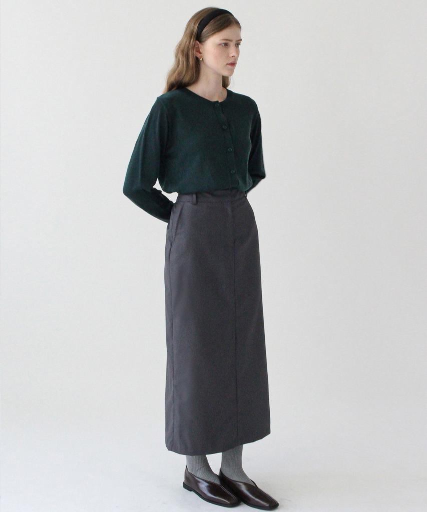 Keullaepeu Classic Line Banding Skirt_Charcoal