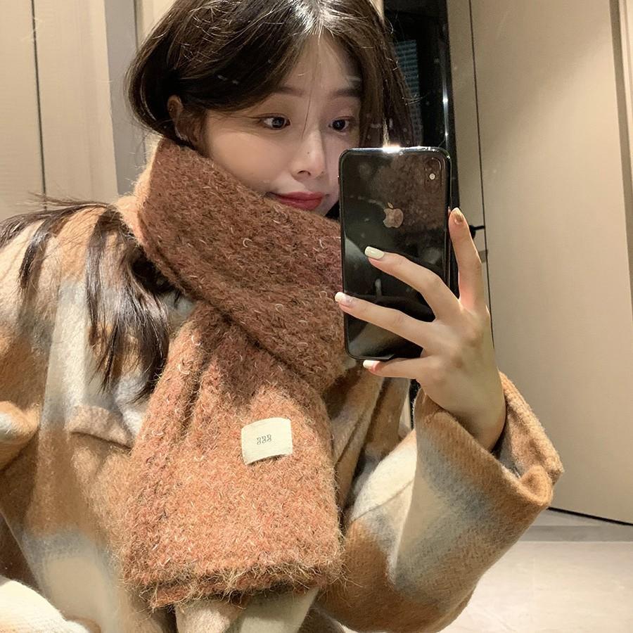 Scarf women's winter advanced sense versatile and cute blue knitted wool scarf neck protection to keep warm Korean version of student tide
