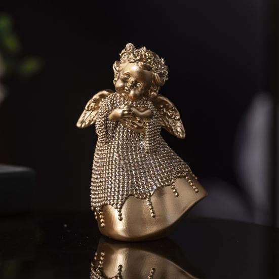 Resin Angel Statue Hug Heart Candlestick Shape Ornament Angel Sculpture