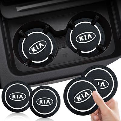 Car Coaster Water Cup Slot Non-Slip Mat Pad Emblem Interior Accessories For KIA Sportage Rio 3 Soul Optima Ceed Pro K5 K2 Pride