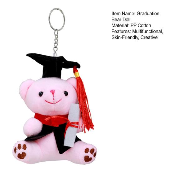 Orsetto di Peluche Laureato con Tocco di Dottorato Ipoallergenico Peluche Animale di Peluche Bambola Compagna per Bambini Accessorio Portachiavi e Decorazione da Scrivania per Laureati