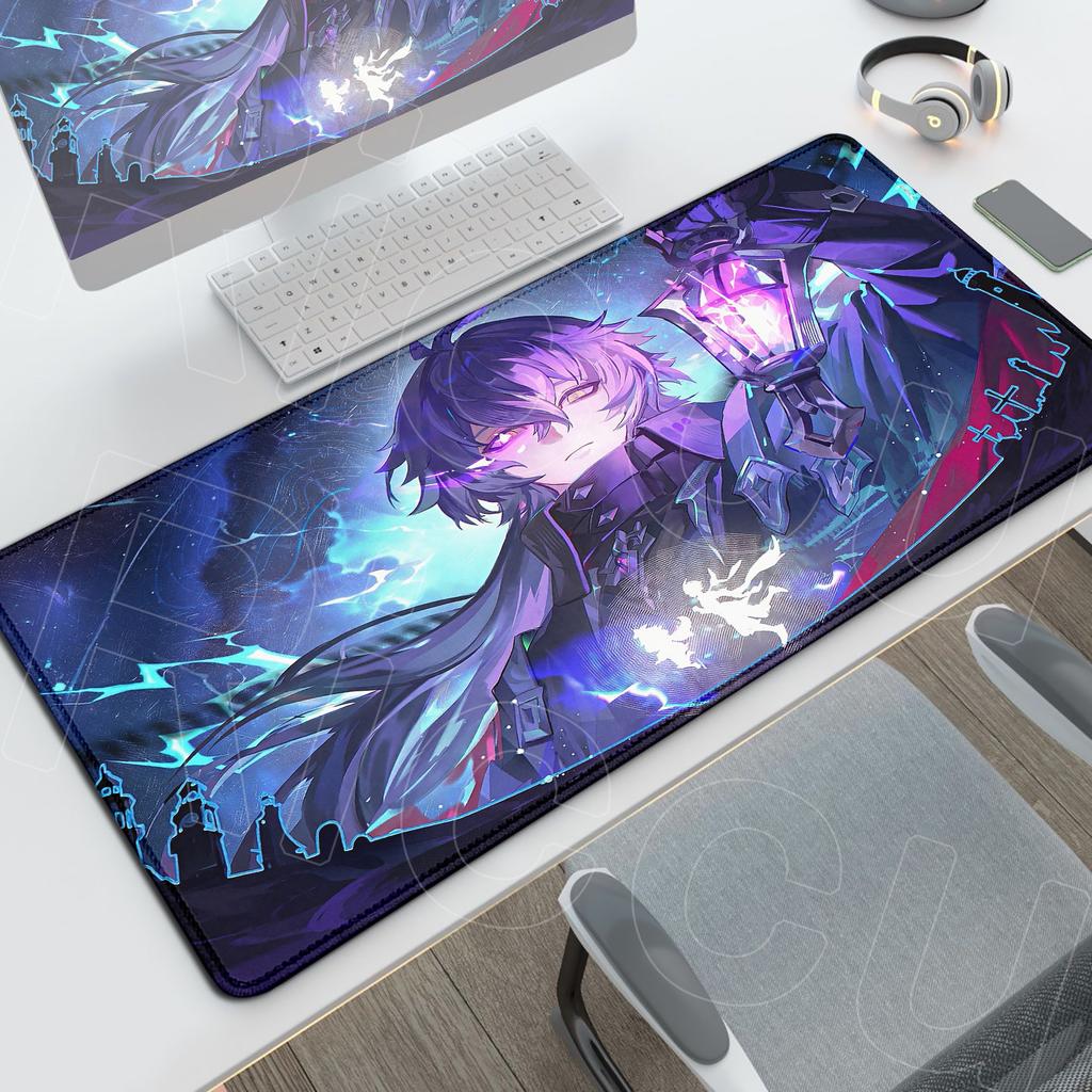 HD Printing Genshin Impact Flins Laptop Office Long Desk Mat PC Gaming Nonslip Accessories Anime Rubber Base Mouse Pad Washable