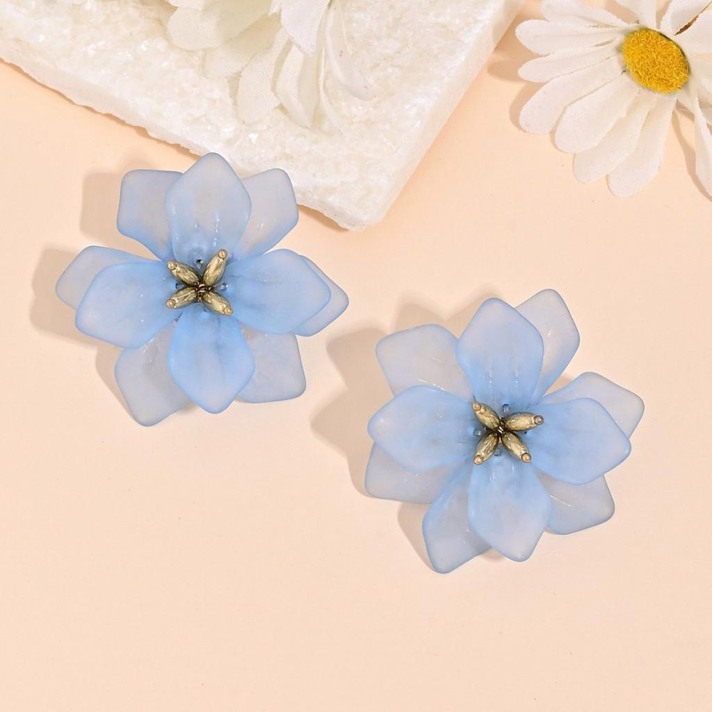 Acrylic Petal Flower Earrings Lightweight Floral Design Statement Jewelry for Women and Girls Fashion Accessories