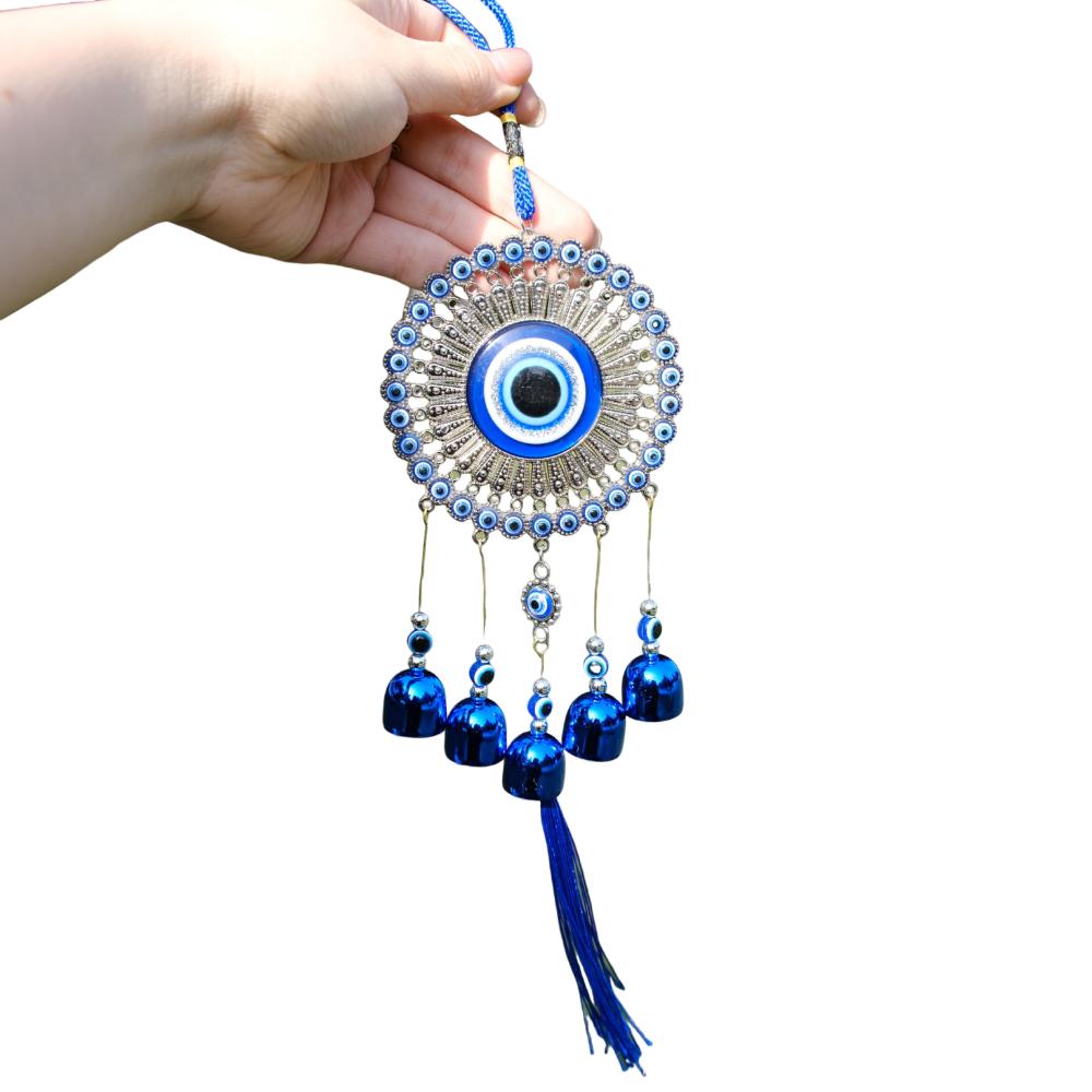 Handmade Metal Hanging Wind Chime Glass Wind Music Bell Blue Eyes Wind Chime  Garden Decoration